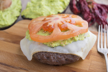 Hamburger of Black Agus with guacamole