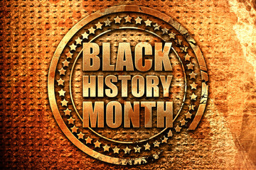 black history month, 3D rendering, grunge metal stamp