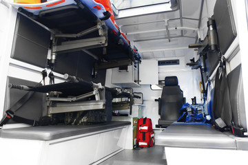 View of open military medical vehicle