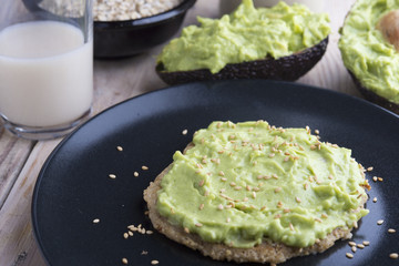 Pancake oats and guacamole  with milk of oats