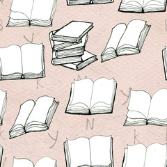 Seamless pattern with books