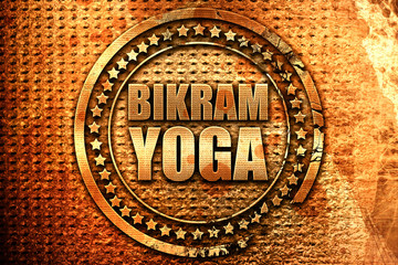 bikram yoga, 3D rendering, grunge metal stamp