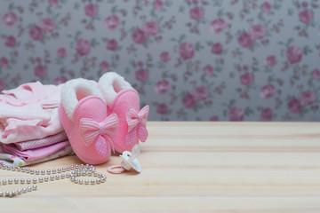 a Girl pink theme on wood background