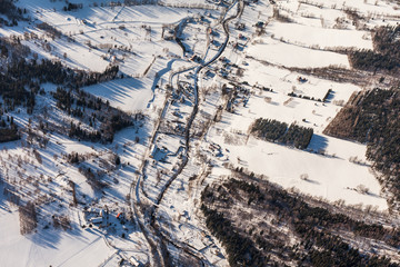 aerial view of the winter  time in  Poland