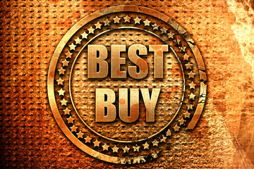 best buy sign, 3D rendering, grunge metal stamp