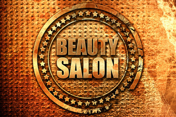 beauty salon, 3D rendering, grunge metal stamp