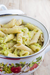 Penne with avocado