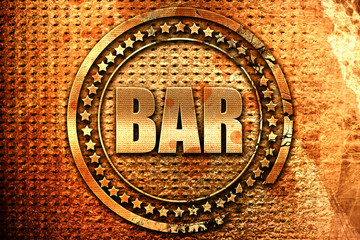 bar, 3D rendering, grunge metal stamp