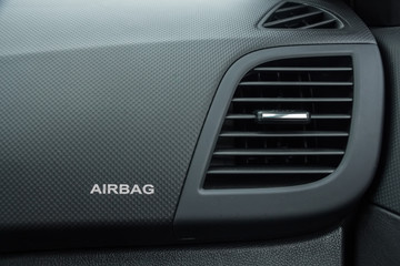Close-up of airbag sign - obrazy, fototapety, plakaty