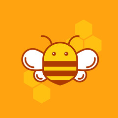 Bee thin lined icon. Bumblebee logotype design.