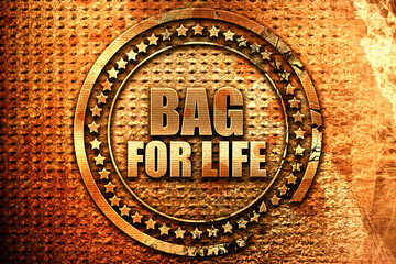 bag for life, 3D rendering, grunge metal stamp