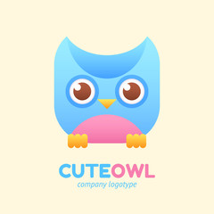 Cute owl logotype for children store company.