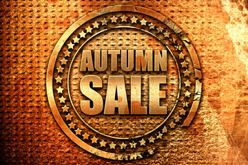 autumn sale, 3D rendering, grunge metal stamp