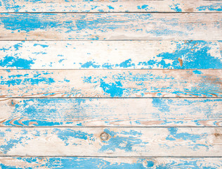 Fototapeta na wymiar Old blue and white wooden background.
