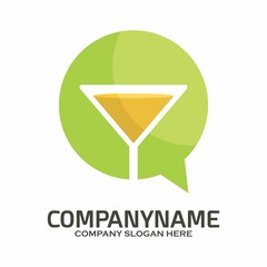 Cocktail logo vector icon Template