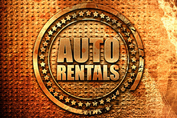 auto rentals, 3D rendering, grunge metal stamp