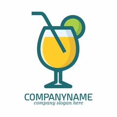 Cocktail logo vector icon Template