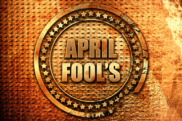 april fool's, 3D rendering, grunge metal stamp