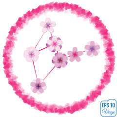 Fototapeta na wymiar Zodiac sign Virgo. Sakura concept. Flowers concept. Constellatio