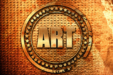 art, 3D rendering, grunge metal stamp