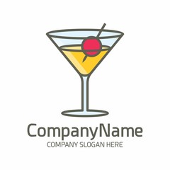 Cocktail logo vector icon Template