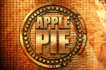apple pie, 3D rendering, grunge metal stamp