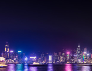 Obraz premium Hong Kong skyline view from kowloon side,colorful night life,cit