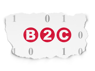 Finance concept: B2c on Torn Paper background