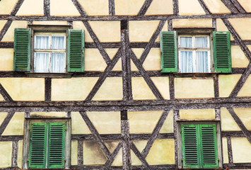 Facade of fachwerk medieval house
