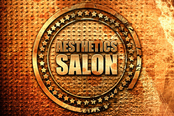 aesthetics salon, 3D rendering, grunge metal stamp