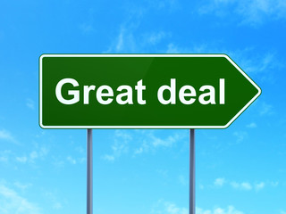 Business concept: Great Deal on road sign background