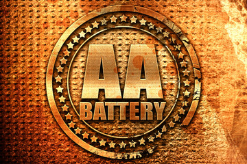 aa battery, 3D rendering, grunge metal stamp