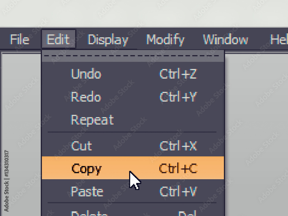Poster software menu item with copy command