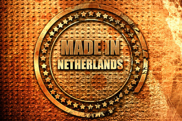 Made in the netherlands, 3D rendering, grunge metal stamp