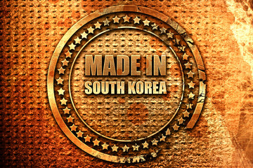 Made in south korea, 3D rendering, grunge metal stamp