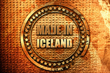 Made in iceland, 3D rendering, grunge metal stamp