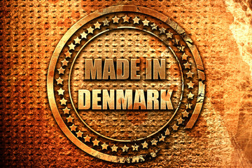 Made in denmark, 3D rendering, grunge metal stamp