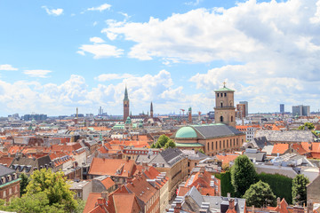 Copenhagen City, Denmark, Scandinavia. Beautiful summer day, view from the roof