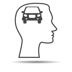 vector design with human head, brain and car. Man thinking about