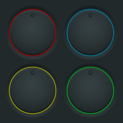 Black round knob buttons and colored backlight