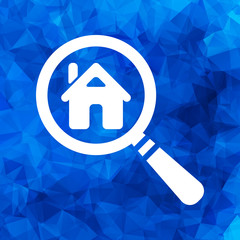 Search house. Magnifying glass. Search icon, vector illustration