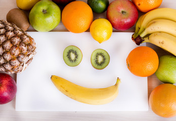 Smiley face with fruits