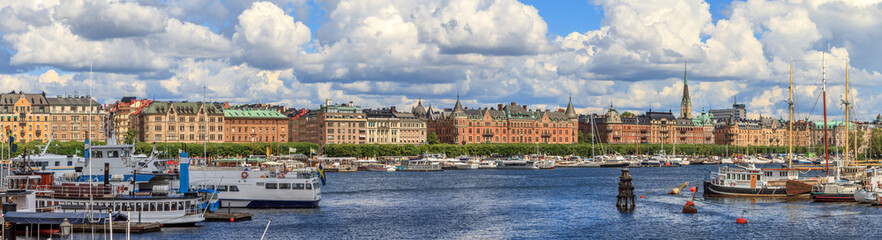Naklejka na ściany i meble Scenic summer scenery of the Old Town in Stockholm, Sweden
