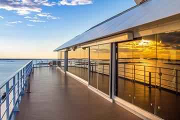 Golden sunset in the apartment windows