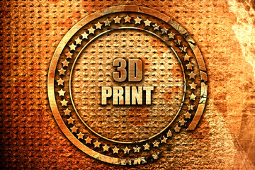 3d print, 3D rendering, grunge metal stamp