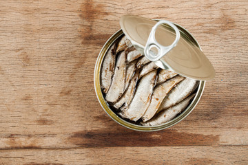 Open can of sprats 