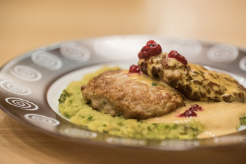Meat patties or frikadeller in sauce