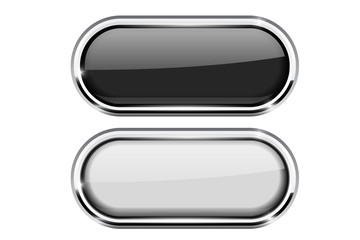 Black and white oval buttons with chrome frame