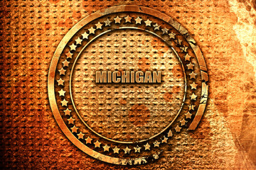  michigan, 3D rendering, grunge metal stamp