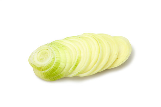 Sliced Onion on white background
